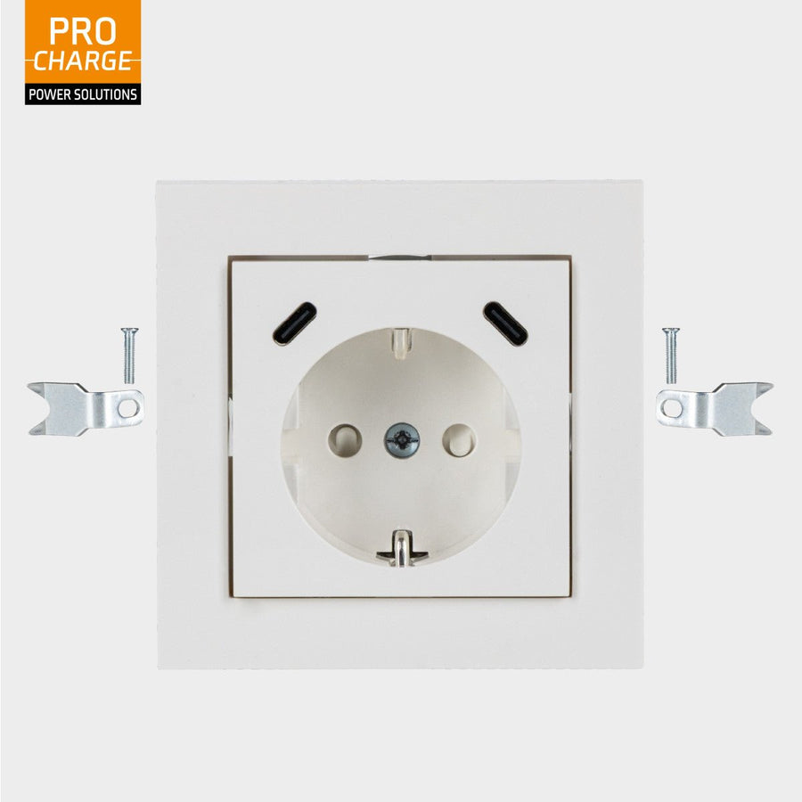 ProCharge USB-C wandcontactdoos inbouw met USB - 2 snelladers USB-C poorten - Universeel - Wit Stekkers led.gl
