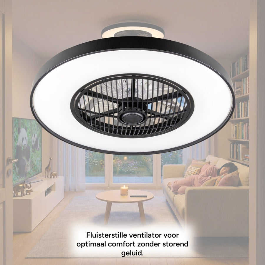 Proventa 3D Air Plafondlamp met Ventilator 60cm - Full room luchtcirculatie - Zomer & Winterstand – Licht en kleurtemperatuur instelbaar Plafondventilatoren led.gl
