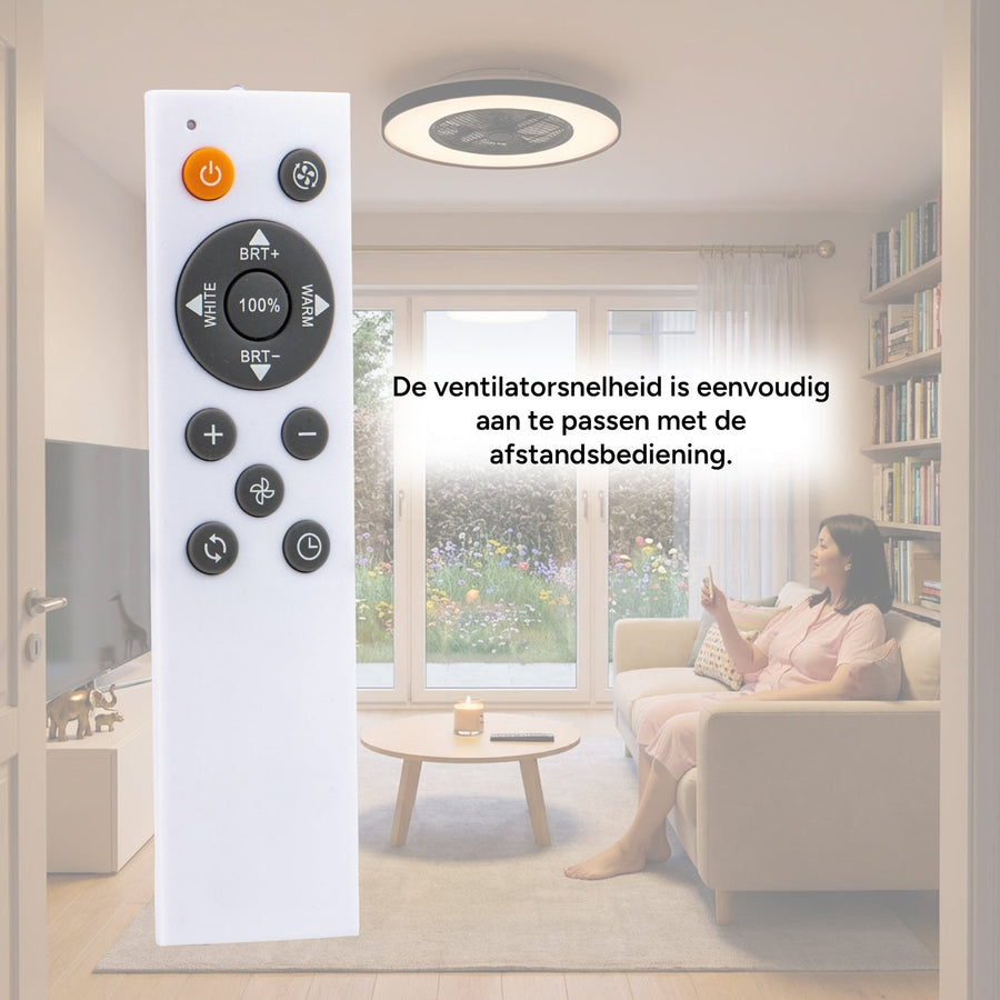 Proventa 3D Air Plafondlamp met Ventilator 60cm - Full room luchtcirculatie - Zomer & Winterstand – Licht en kleurtemperatuur instelbaar Plafondventilatoren led.gl