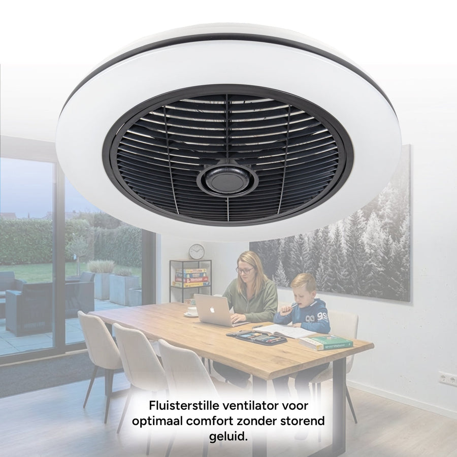 Proventa 3D Air Plafondventilator met verlichting 50 cm - Verspreidt lucht over hele kamer - Met afstandsbediening Plafondventilatoren led.gl