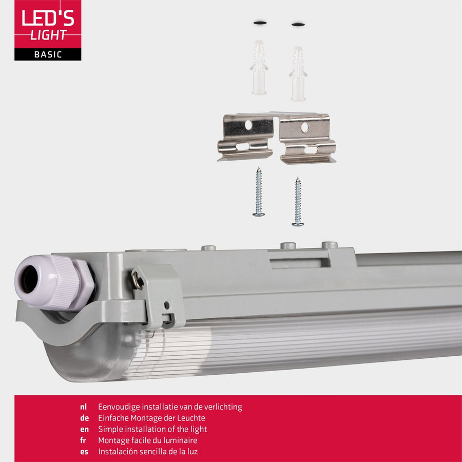 4 PACK - LED's Light LED TL 4 armaturen met lampen 150 cm - Koud wit licht 6500 K - Waterdicht - Complete set - 4 stuks TL verlichting led.gl