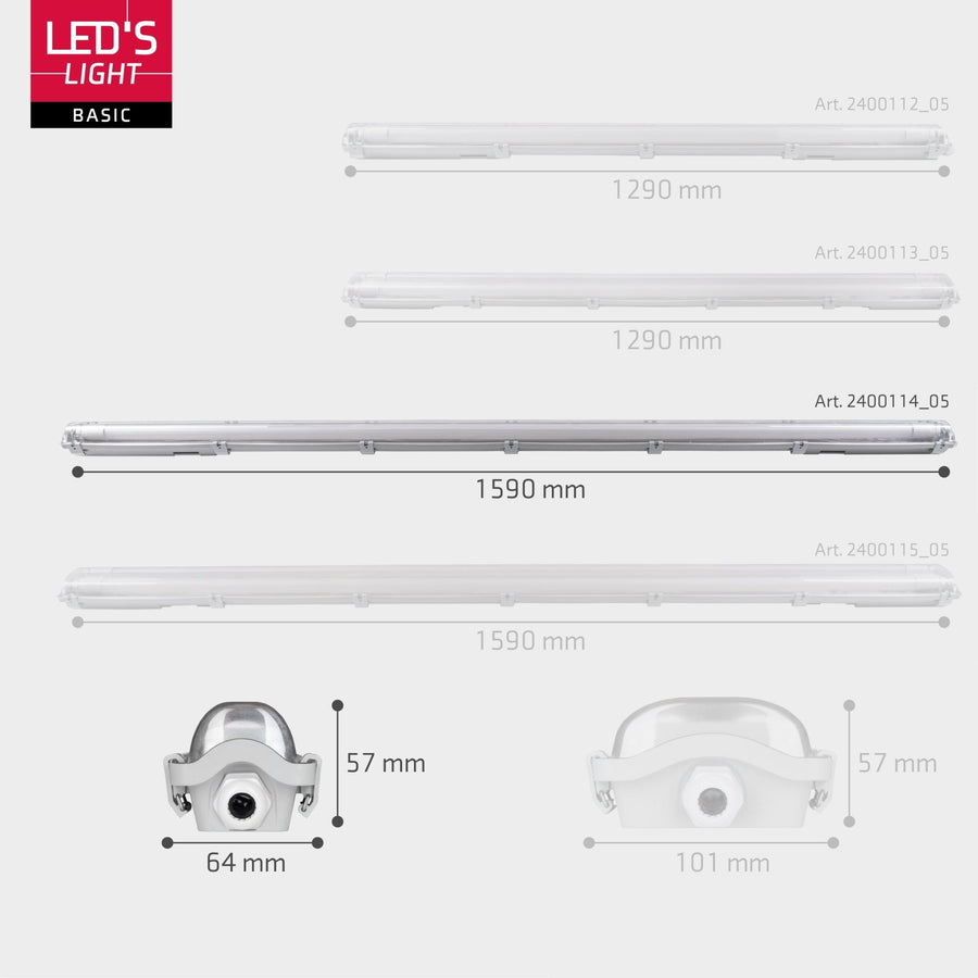 Proventa LED TL 8 armaturen met lampen 150 cm - Koud wit licht 6500 K - Waterdicht - Voordeelverpakking - 8 stuks TL verlichting led.gl
