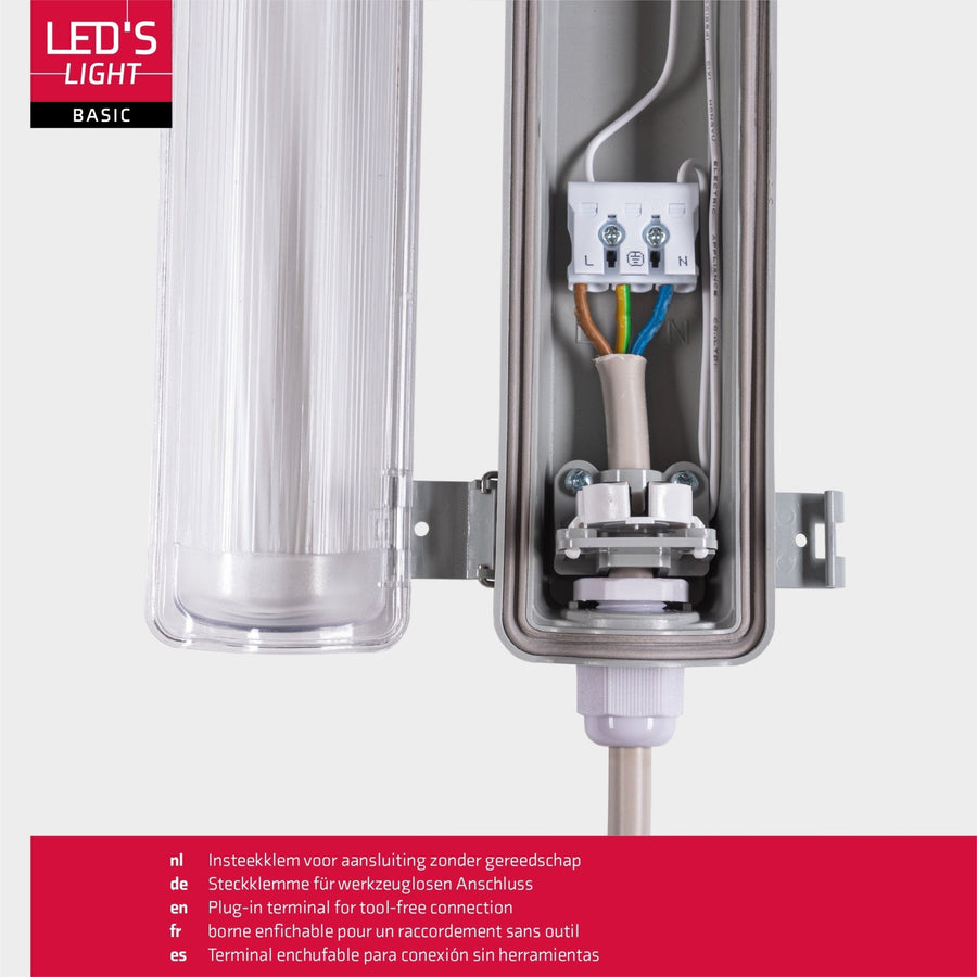 Proventa LED TL armaturen met lampen 120 cm - Koud wit licht 6500 K - Waterdicht - Voordeelverpakking - 8 stuks TL verlichting led.gl