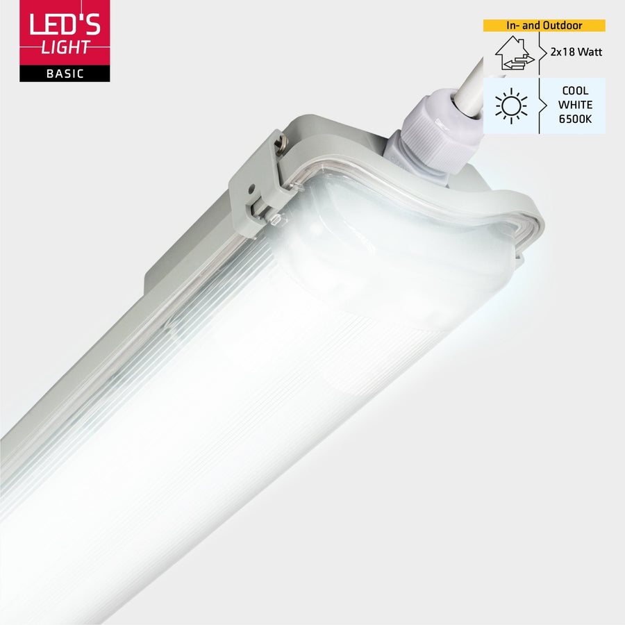 LED's Light LED TL dubbel armatuur met 2 lampen 120 cm - Koud wit licht 6500 K - Waterdicht - Complete set TL verlichting led.gl
