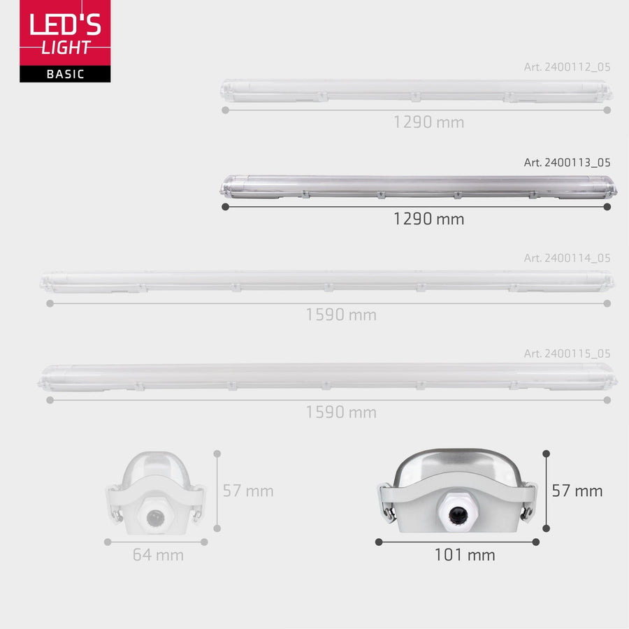 LED's Light LED TL dubbel armatuur met 2 lampen 120 cm - Koud wit licht 6500 K - Waterdicht - Complete set TL verlichting led.gl