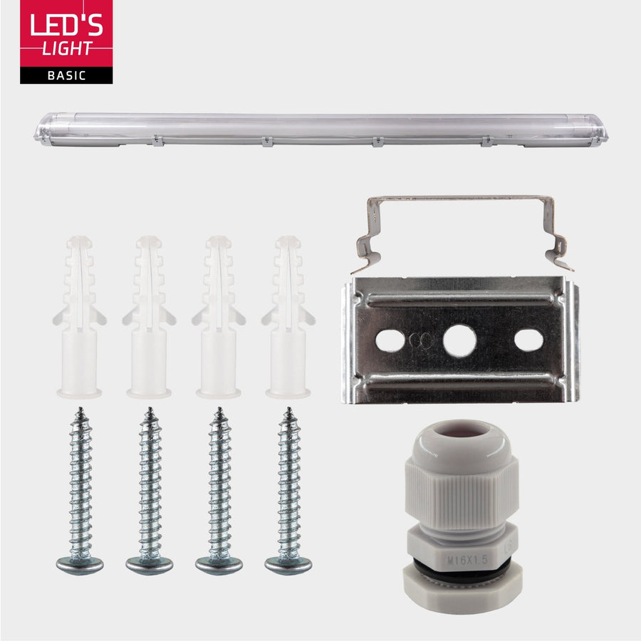 LED's Light LED TL dubbel armatuur met 2 lampen 120 cm - Koud wit licht 6500 K - Waterdicht - Complete set TL verlichting led.gl