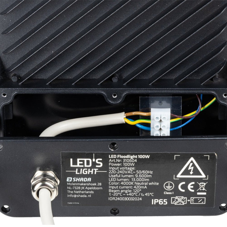 LED's Light Schijnwerper floodlight - 100W 9600lm 4000K - Zwart - IP65 Schijnwerpers led.gl