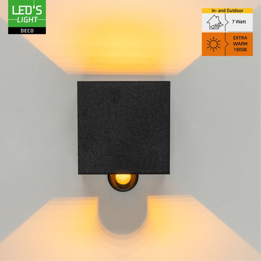 Lumo Qube Sensor Wandlamp Buitenlamp met lichtbron - 380lm 1800K - Zwart Wandlampen led.gl