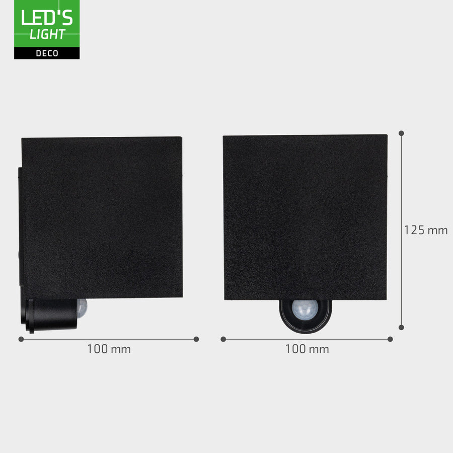 Lumo Qube Sensor Wandlamp Buitenlamp met lichtbron - 380lm 1800K - Zwart Wandlampen led.gl