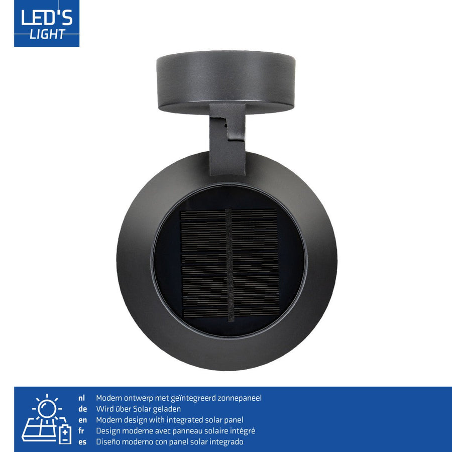 Solar Wandlamp Buitenlamp met Bewegingssensor - 350lm - 4000K - Zwart - IP54 - Sensor led.gl