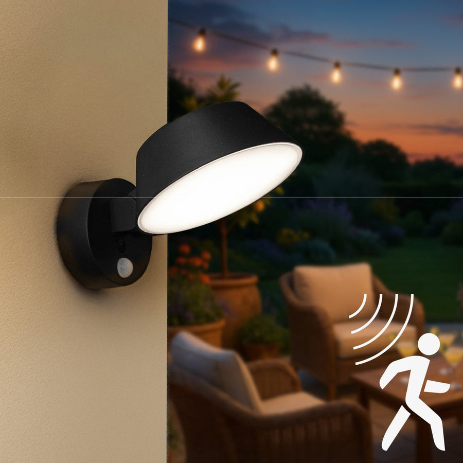 Solar Wandlamp Buitenlamp met Bewegingssensor - 350lm - 4000K - Zwart - IP54 - Sensor led.gl