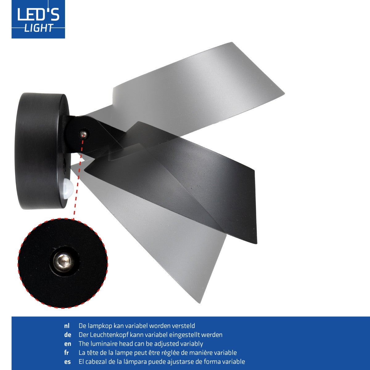 Solar Wandlamp Buitenlamp met Bewegingssensor - 350lm - 4000K - Zwart - IP54 - Sensor led.gl