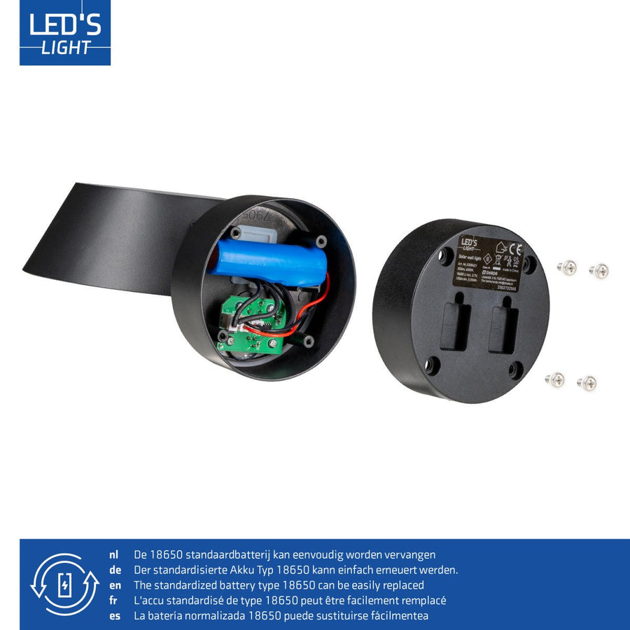 Solar Wandlamp Buitenlamp met Bewegingssensor - 350lm - 4000K - Zwart - IP54 - Sensor led.gl