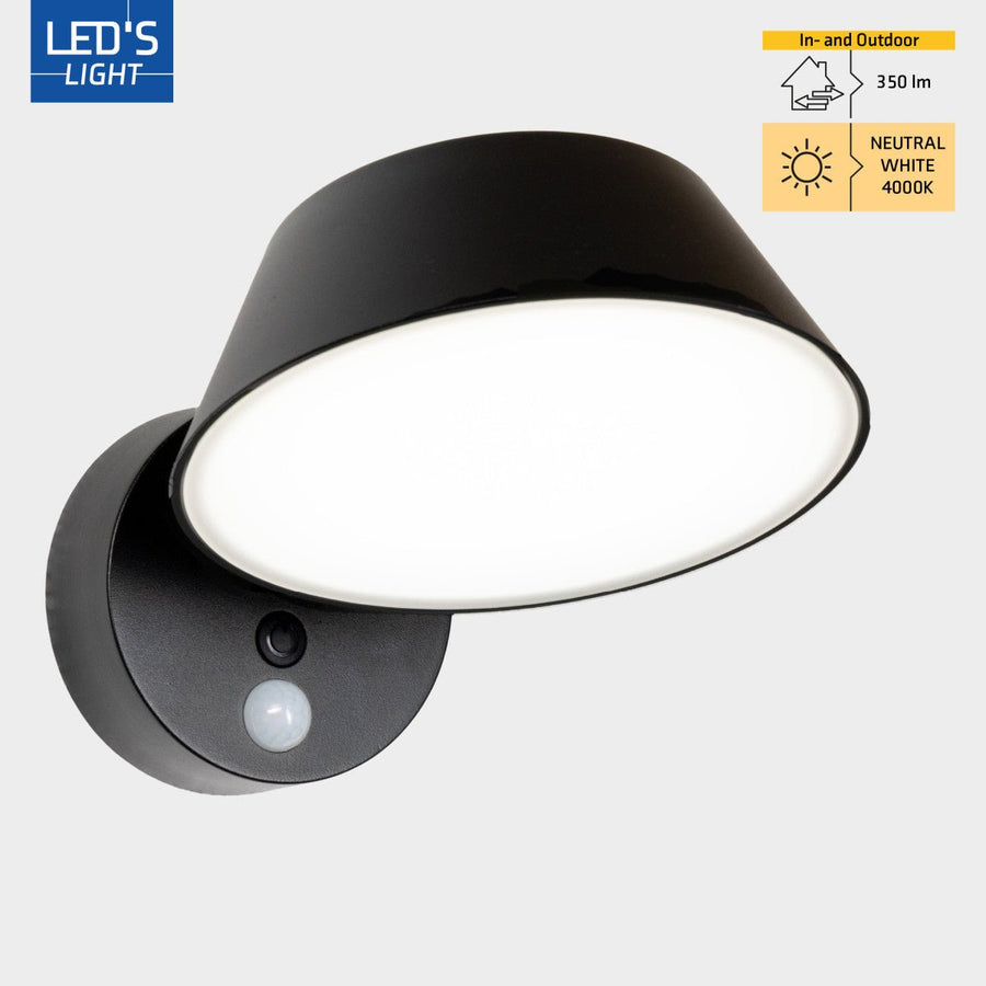 Solar Wandlamp Buitenlamp met Bewegingssensor - 350lm - 4000K - Zwart - IP54 - Sensor led.gl