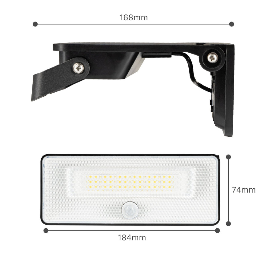 Slim Solar LED Buitenlamp 1600 lm met sensor - Bewegingssensor en nachtsensor - Draadloos - Zwart Buitenlampen led.gl