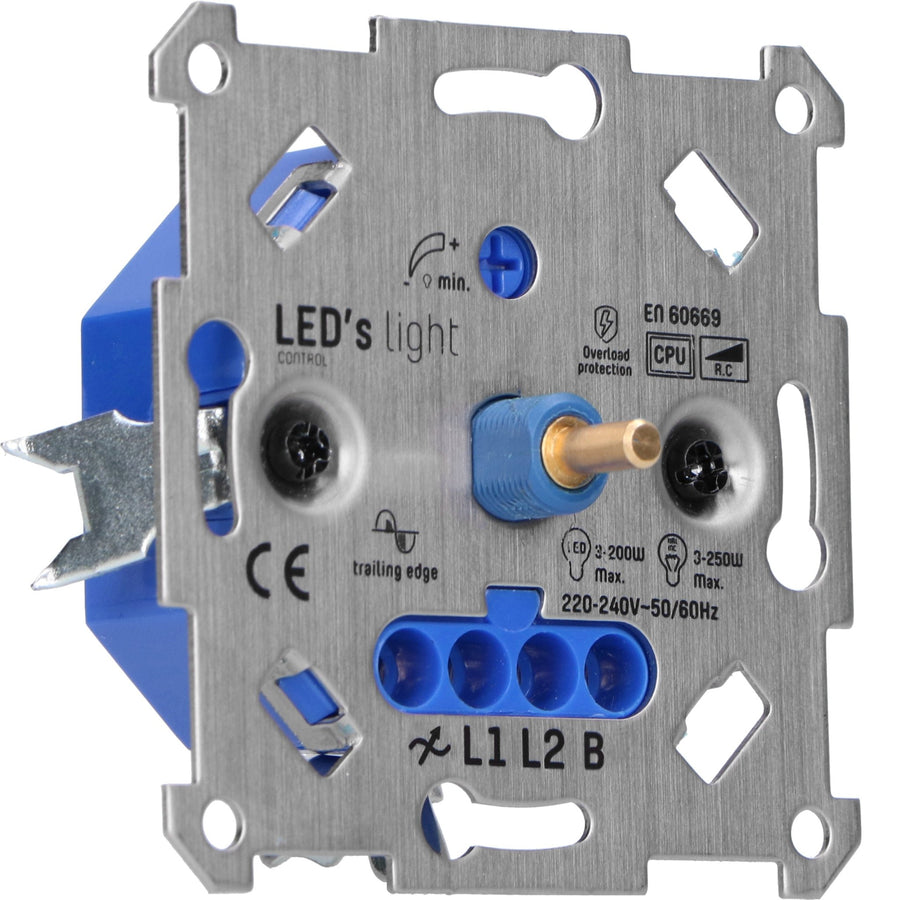 Universele LED draai dimmer tot 250 watt - Geschikt voor alle dimbare lampen - 2 draads Dimmers led.gl