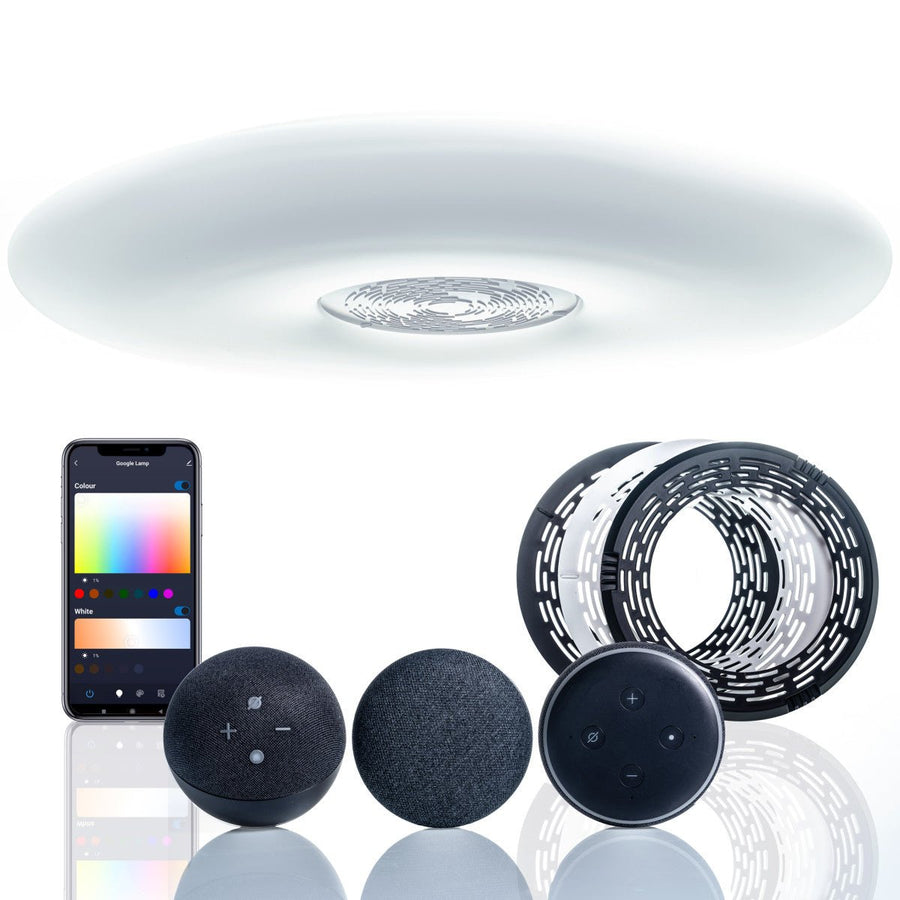 VoiceControl LED Plafondlamp 50 cm met Google Nest & Amazon Echo Dot houder - Bedienbaar met App Slimme lampen led.gl