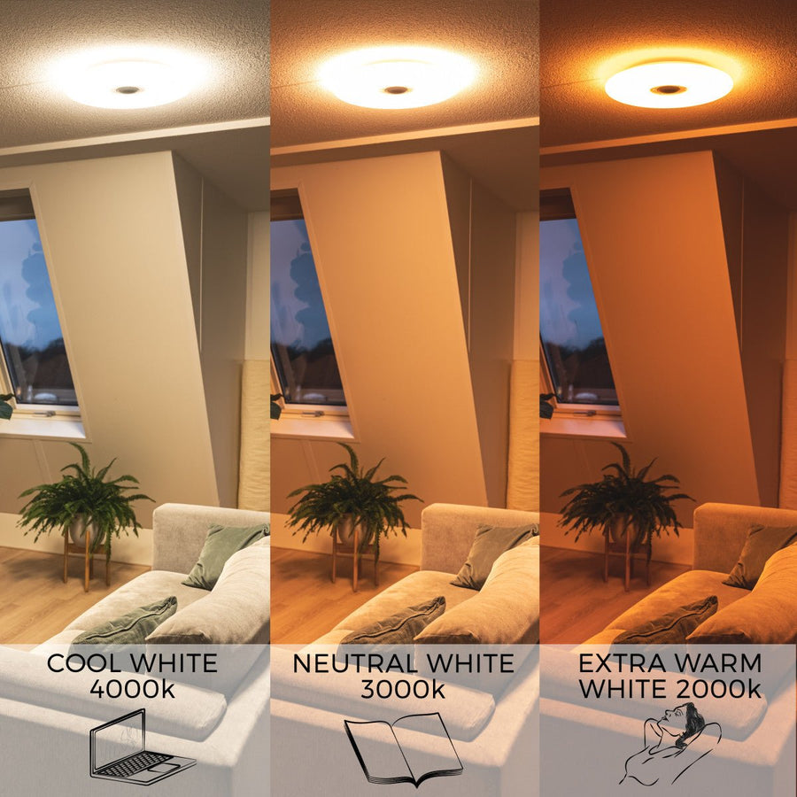 VoiceControl LED Plafondlamp 50 cm met Google Nest & Amazon Echo Dot houder - Bedienbaar met App Slimme lampen led.gl