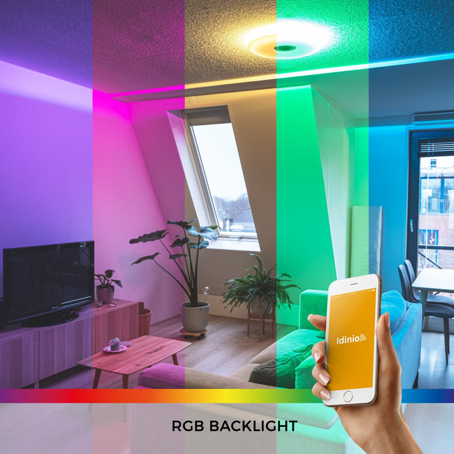 VoiceControl LED Plafondlamp 50 cm met Google Nest & Amazon Echo Dot houder - Bedienbaar met App Slimme lampen led.gl