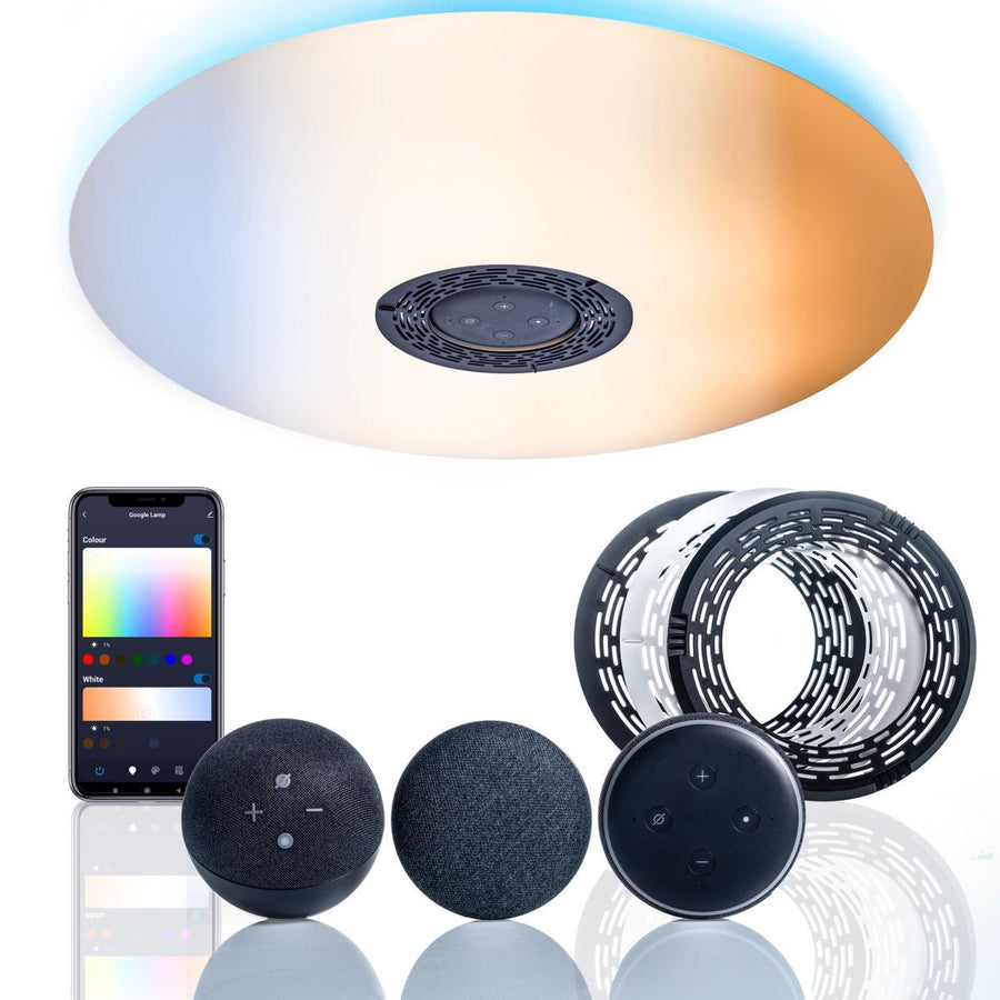VoiceControl LED Plafondlamp 50 cm met Google Nest & Amazon Echo Dot houder - Bedienbaar met App Slimme lampen led.gl