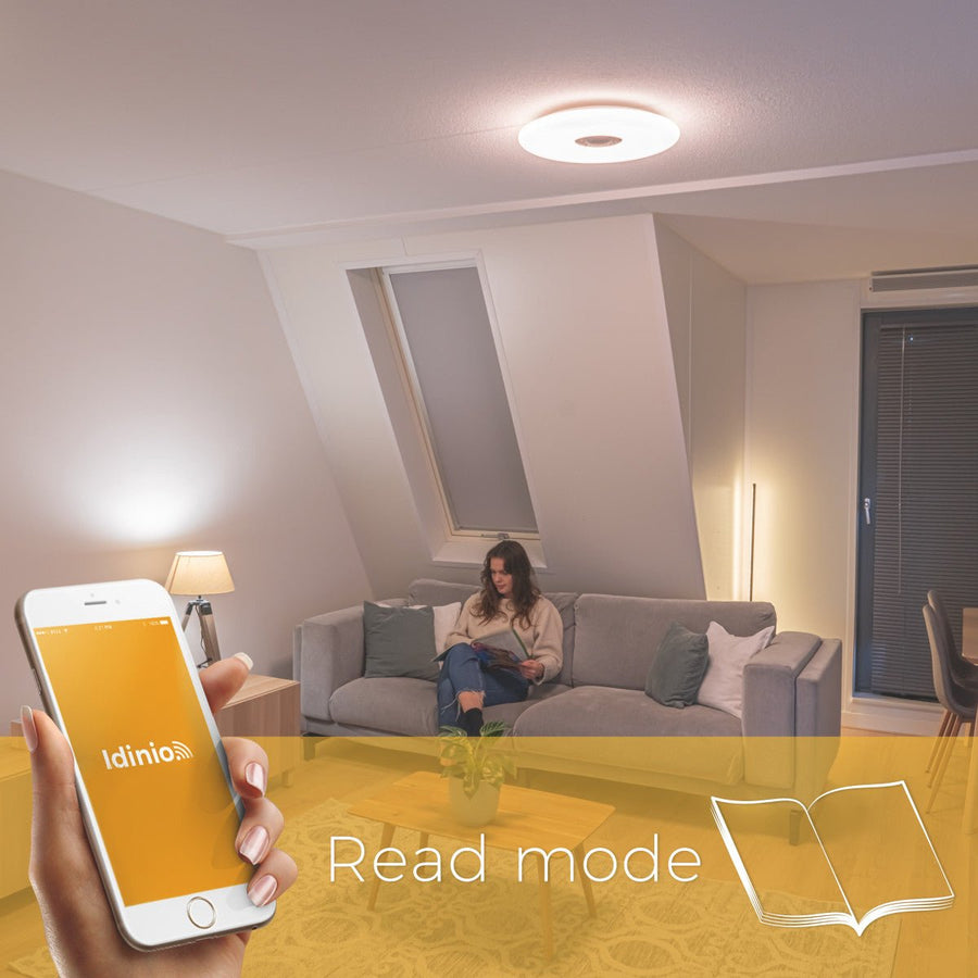 VoiceControl LED Plafondlamp 50 cm met Google Nest & Amazon Echo Dot houder - Bedienbaar met App Slimme lampen led.gl