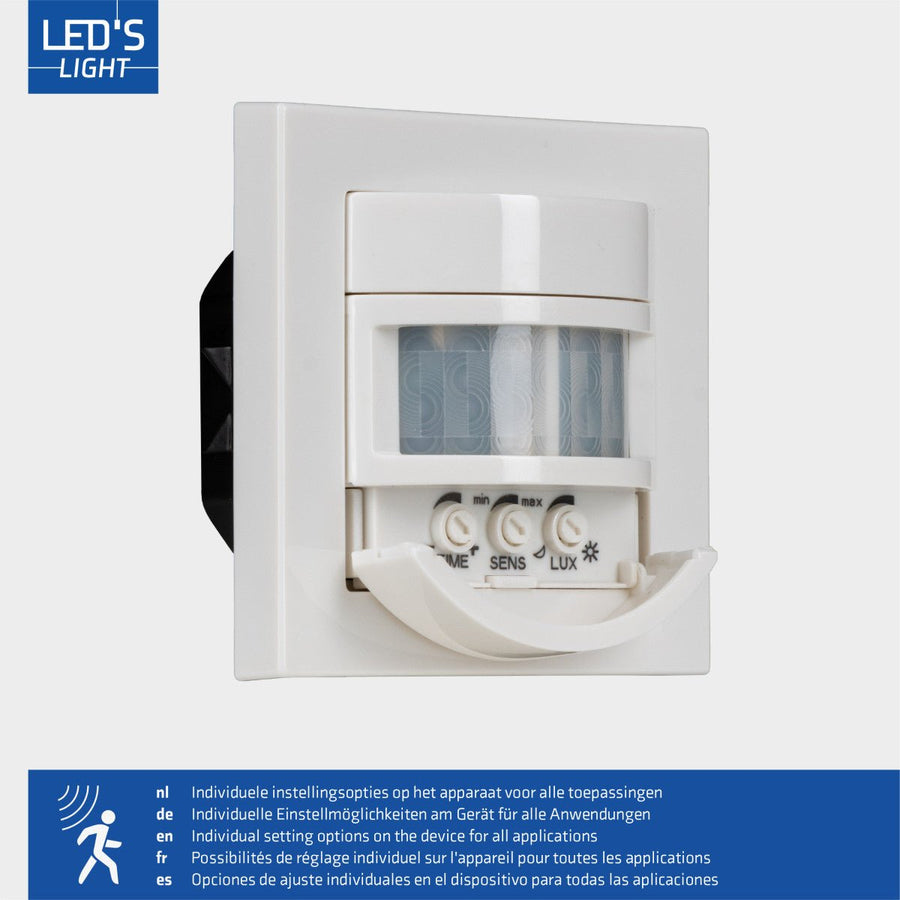 Wandschakelaar met Bewegingssensor - 55 x 55 mm inbouw - Compatibel met LED - Wit led.gl