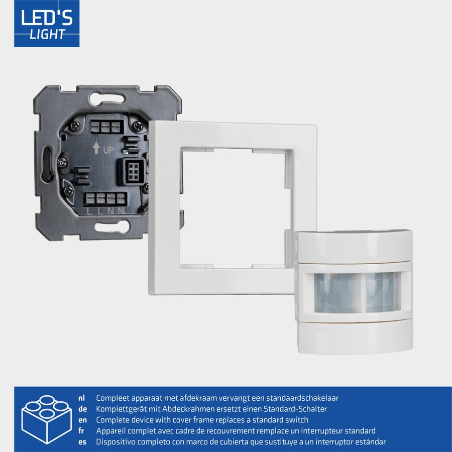 Wandschakelaar met Bewegingssensor - 55 x 55 mm inbouw - Compatibel met LED - Wit led.gl
