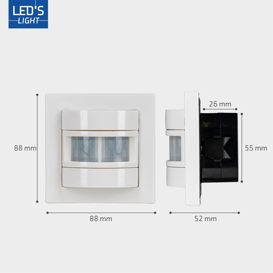 Wandschakelaar met Bewegingssensor - 55 x 55 mm inbouw - Compatibel met LED - Wit led.gl