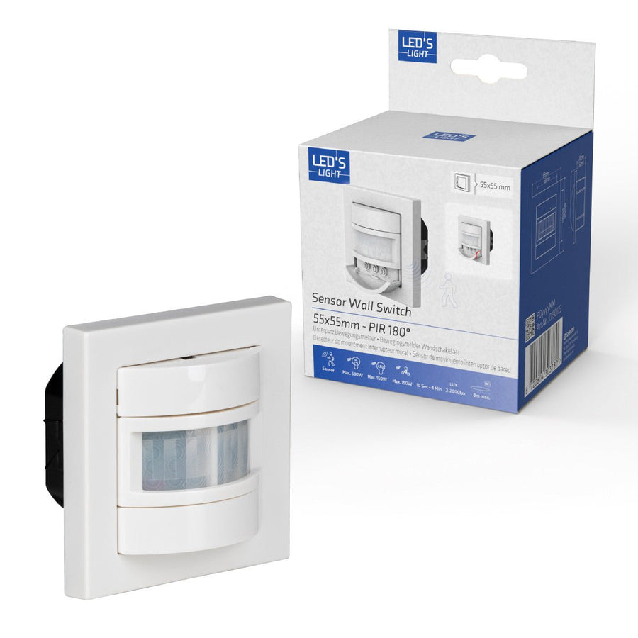 Wandschakelaar met Bewegingssensor - 55 x 55 mm inbouw - Compatibel met LED - Wit led.gl