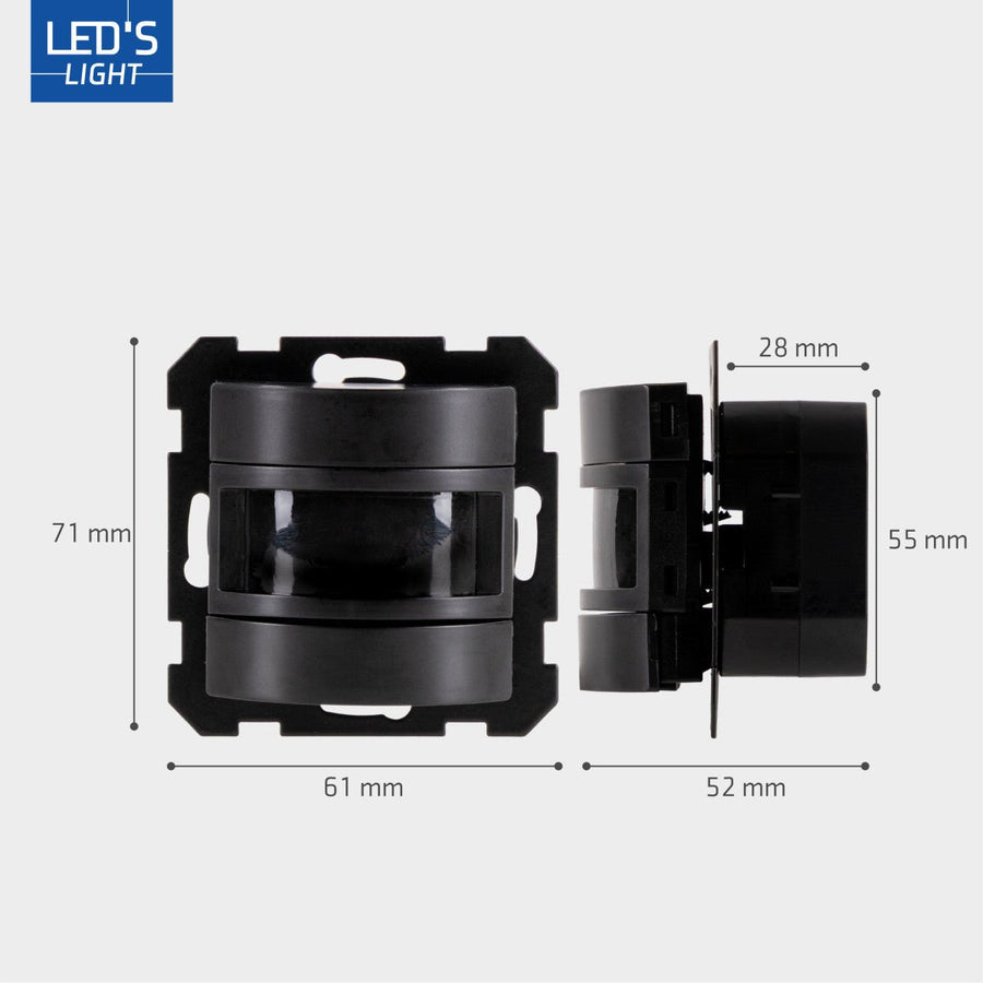 Wandschakelaar met Bewegingssensor - 55 x 55 mm inbouw - Compatibel met LED - Zwart led.gl