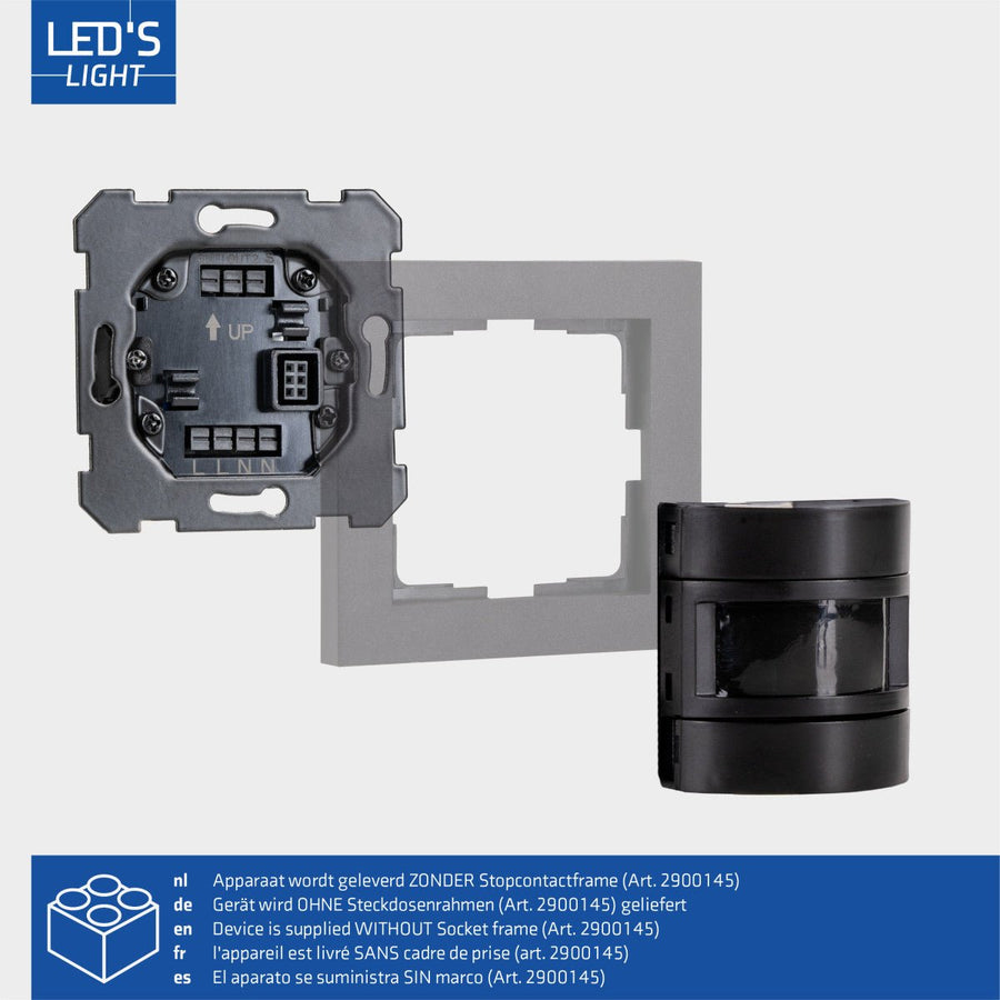 Wandschakelaar met Bewegingssensor - 55 x 55 mm inbouw - Compatibel met LED - Zwart led.gl
