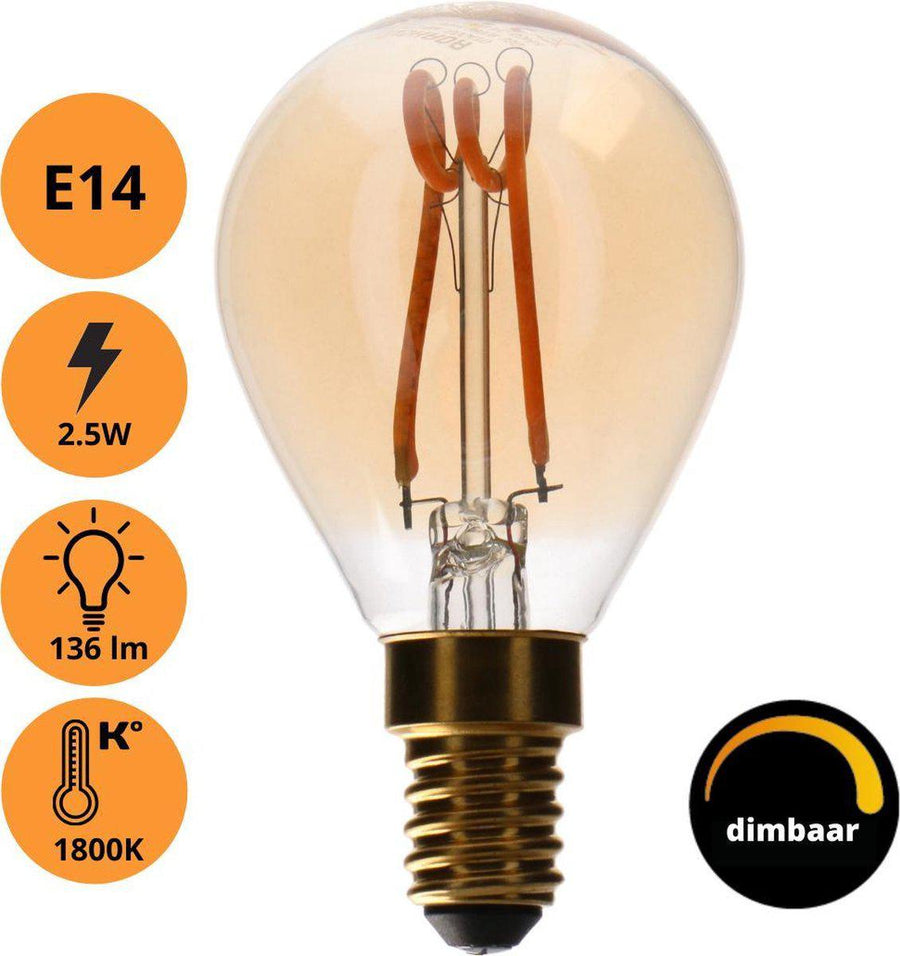 Proventa DECO LED Filament lamp E14 - Model XS globe - Dimbaar - _ 45 mm - Extra warm wit Lichtbronnen led.gl
