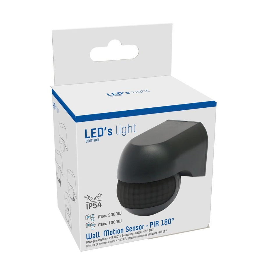 LED's Light 2-in-1 Bewegingsmelder met 12 meter bereik - Voor binnen & buiten - Wandmontage - Zwart Sensoren led.gl