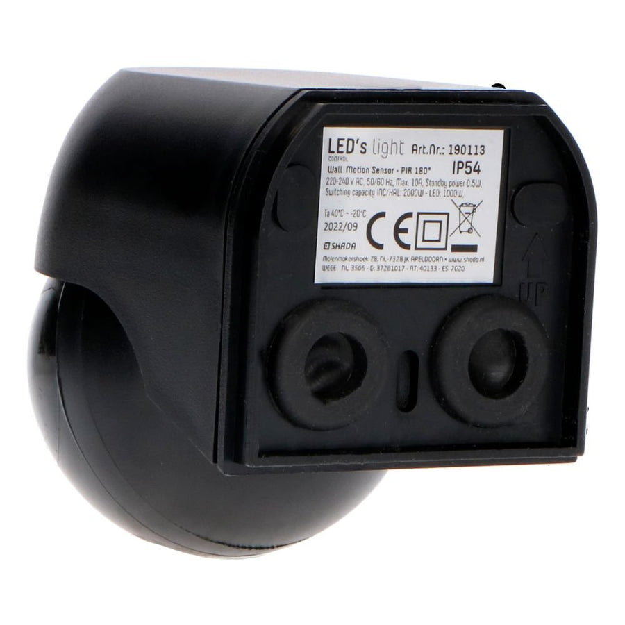 LED's Light 2-in-1 Bewegingsmelder met 12 meter bereik - Voor binnen & buiten - Wandmontage - Zwart Sensoren led.gl