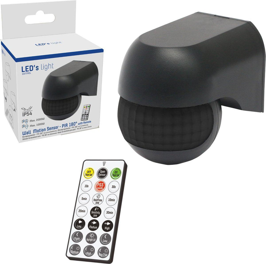 LED's Light 2-in-1 Bewegingsmelder met Afstandsbediening - Detecteert schemer en beweging - Zwart Sensoren led.gl