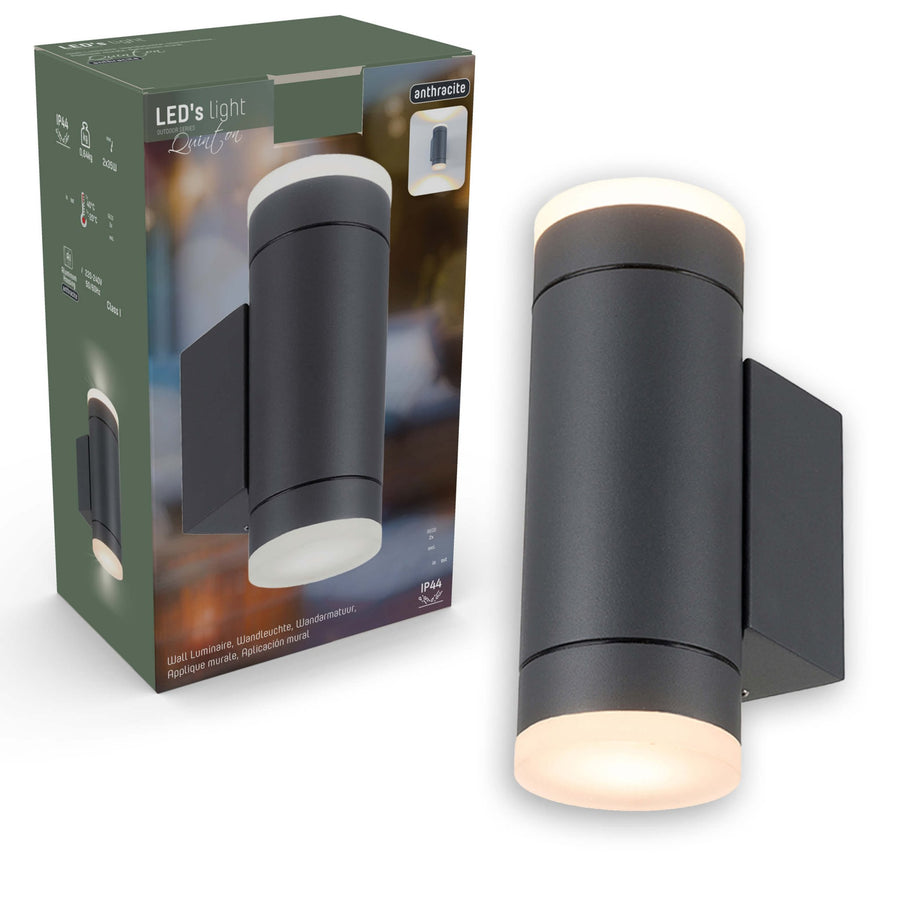 2 pack LED's Light AllWeather dubbele buitenlamp - Schijnt naar boven & beneden - IP44 - Antraciet Buitenlampen led.gl
