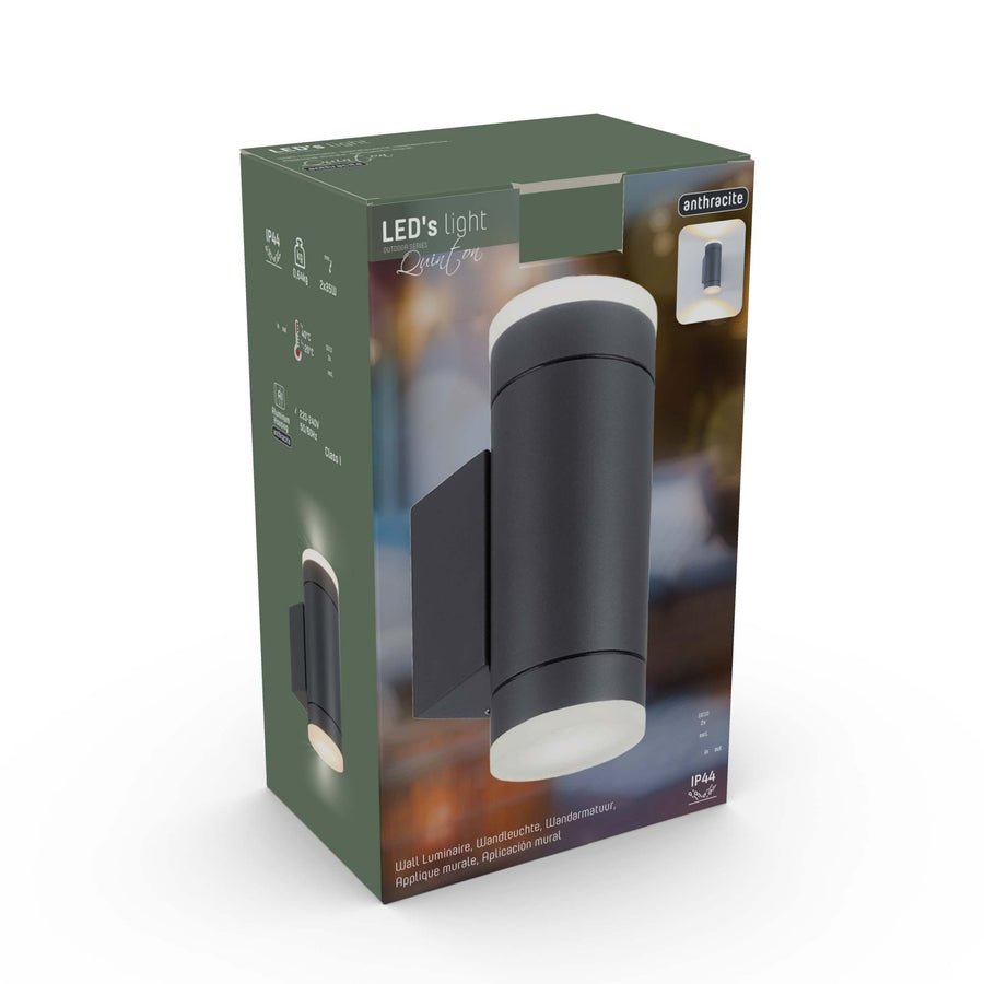 2 pack LED's Light AllWeather dubbele buitenlamp - Schijnt naar boven & beneden - IP44 - Antraciet Buitenlampen led.gl