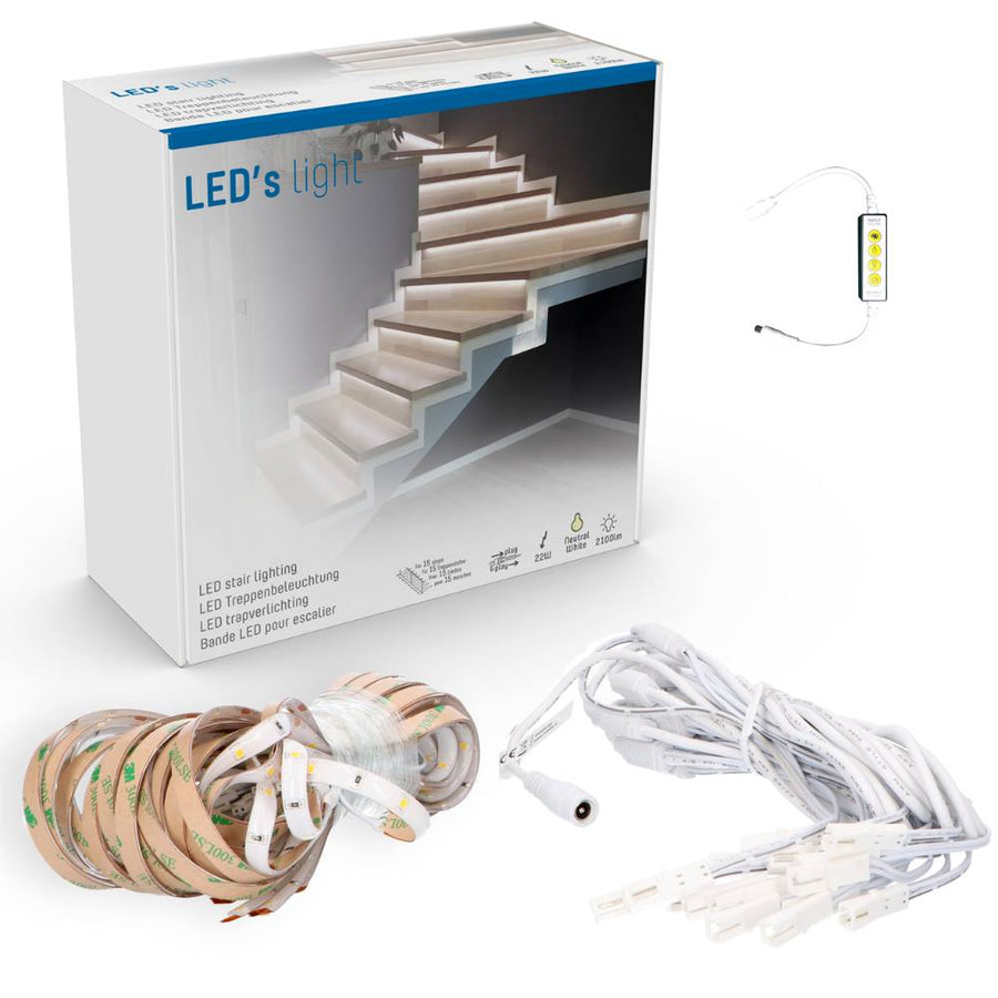 LED's Light Complete LED Trapverlichting set - 15 treden x 80 cm - Lengte aanpasbaar - Koud wit licht Trapverlichting led.gl