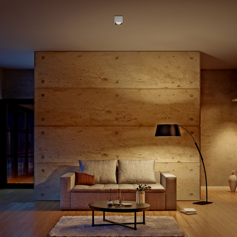 LED's Light Cube LED Plafondlamp - 1 lichtpunt - Draaibaar licht - Staal - 10 x 8 cm - Wit Plafondlampen led.gl