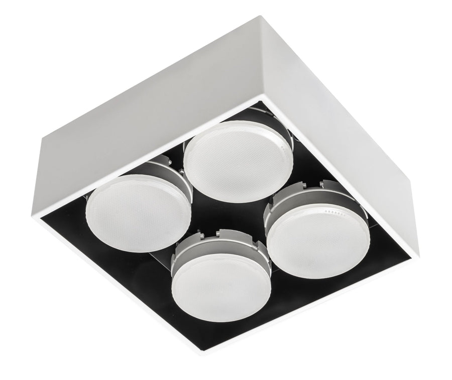LED's Light Cube LED Plafondlamp - 4 lichtpunten - Draaibaar licht - Staal - 20 x 20 cm - Wit Plafondlampen led.gl