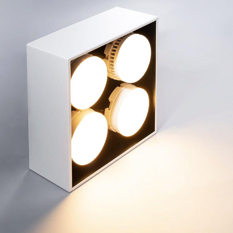 LED's Light Cube LED Plafondlamp - 4 lichtpunten - Draaibaar licht - Staal - 20 x 20 cm - Wit Plafondlampen led.gl