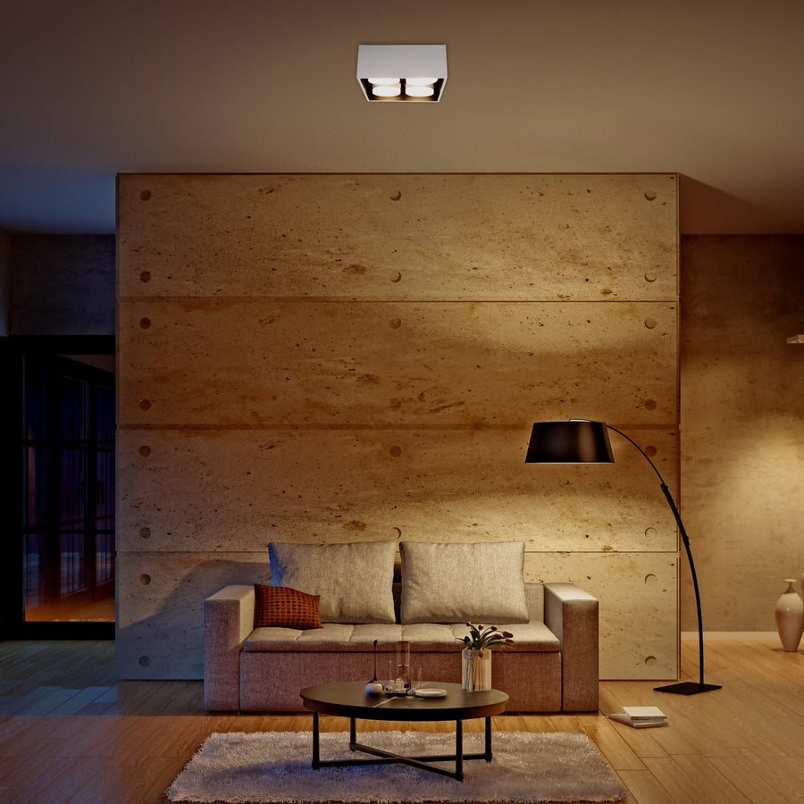 LED's Light Cube LED Plafondlamp - 4 lichtpunten - Draaibaar licht - Staal - 20 x 20 cm - Wit Plafondlampen led.gl