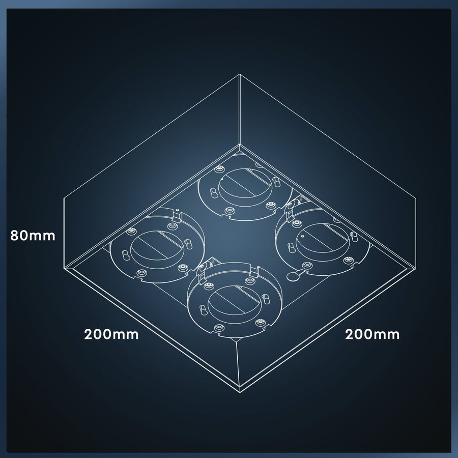 LED's Light Cube LED Plafondlamp - 4 lichtpunten - Draaibaar licht - Staal - 20 x 20 cm - Wit Plafondlampen led.gl