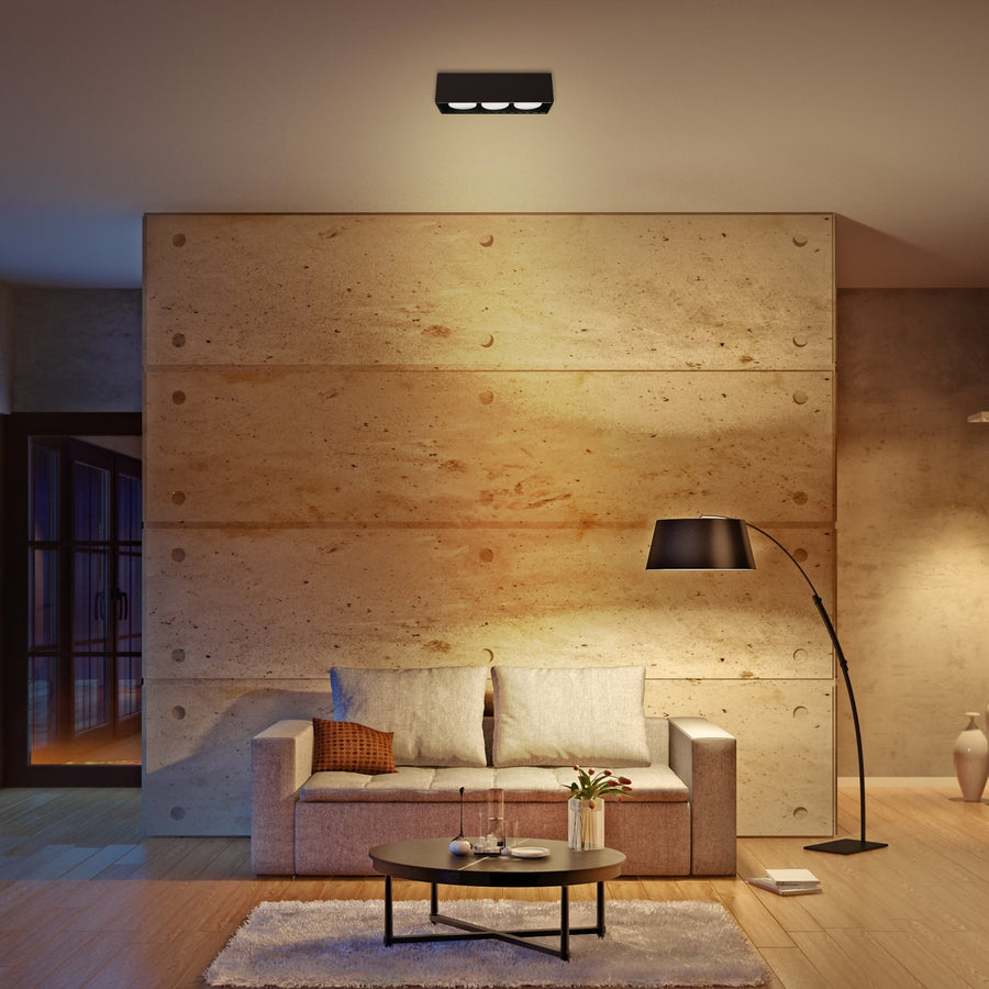 LED's Light Cube LED Plafondlamp - 3 lichtpunten - Draaibaar licht - Staal - 30 x 8 cm - Zwart Plafondlampen led.gl