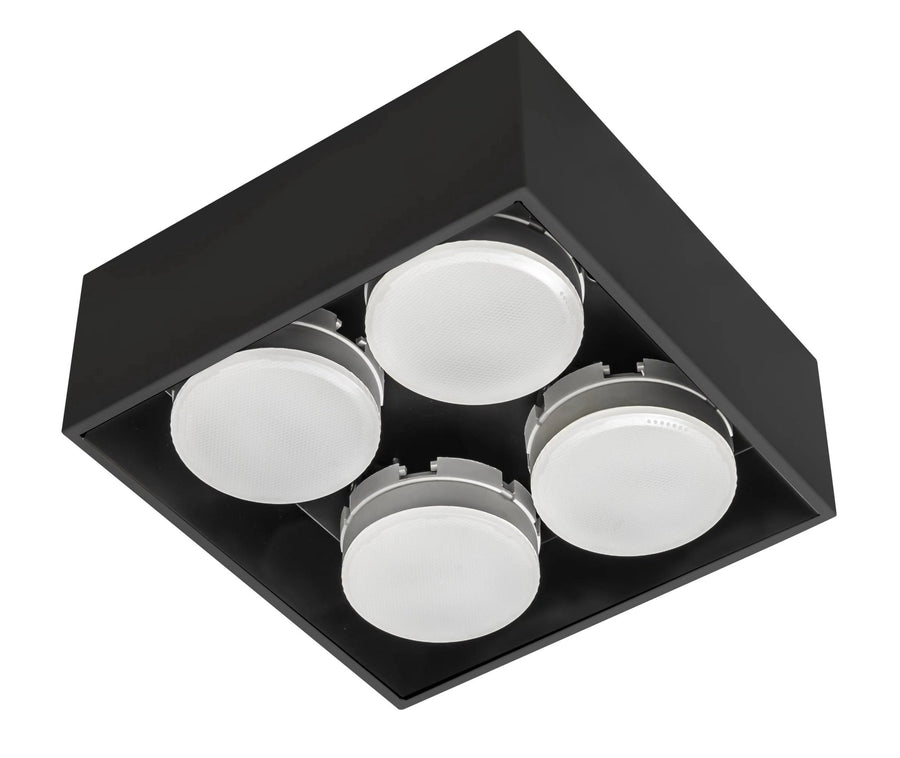 LED's Light Cube LED Plafondlamp - 4 lichtpunten - Draaibaar licht - Staal - 20 x 20 cm - Zwart Plafondlampen led.gl