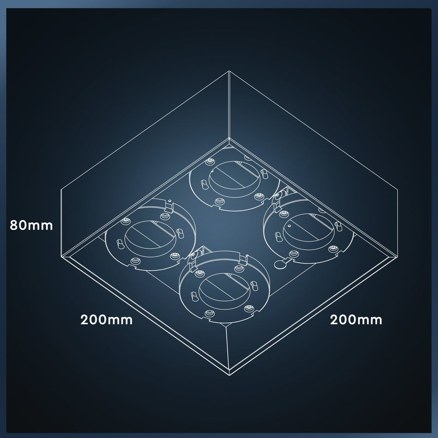 LED's Light Cube LED Plafondlamp - 4 lichtpunten - Draaibaar licht - Staal - 20 x 20 cm - Zwart Plafondlampen led.gl