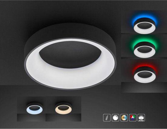 Deco Plafondlamp zwart Ø 45 cm met afstandsbediening - Dimbaar wit licht - Achtergrondverlichting Plafondlampen led.gl