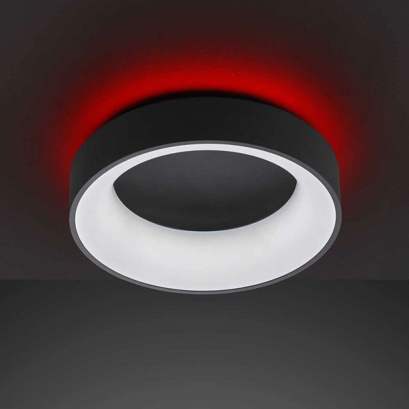 Deco Plafondlamp zwart Ø 45 cm met afstandsbediening - Dimbaar wit licht - Achtergrondverlichting Plafondlampen led.gl