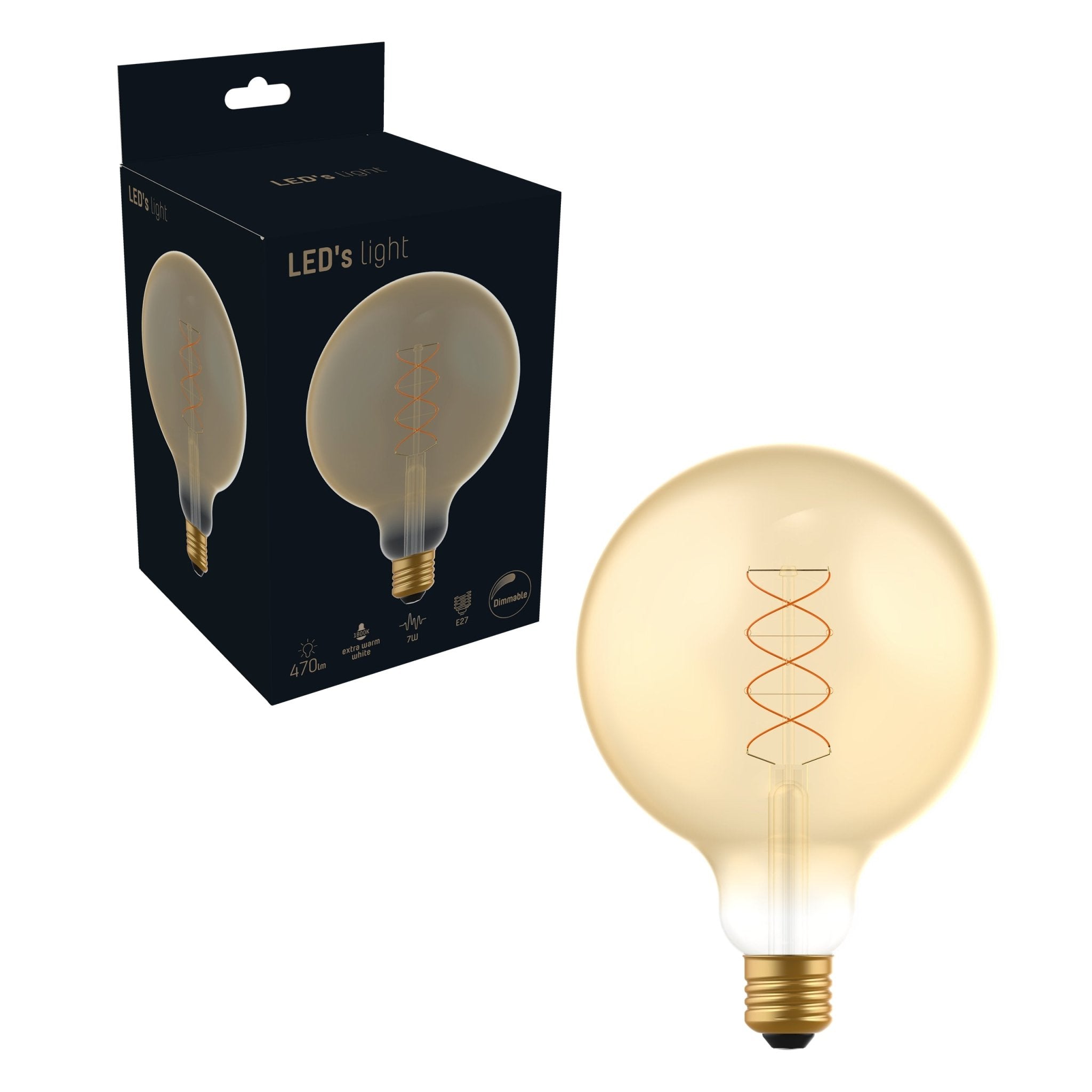 DecoDim LED Lamp Goud E27 - XXL Ø 12.5 cm - Dimbaar - Extra warm wit - 5W (25W) Decoratieve Lichtbronnen led.gl