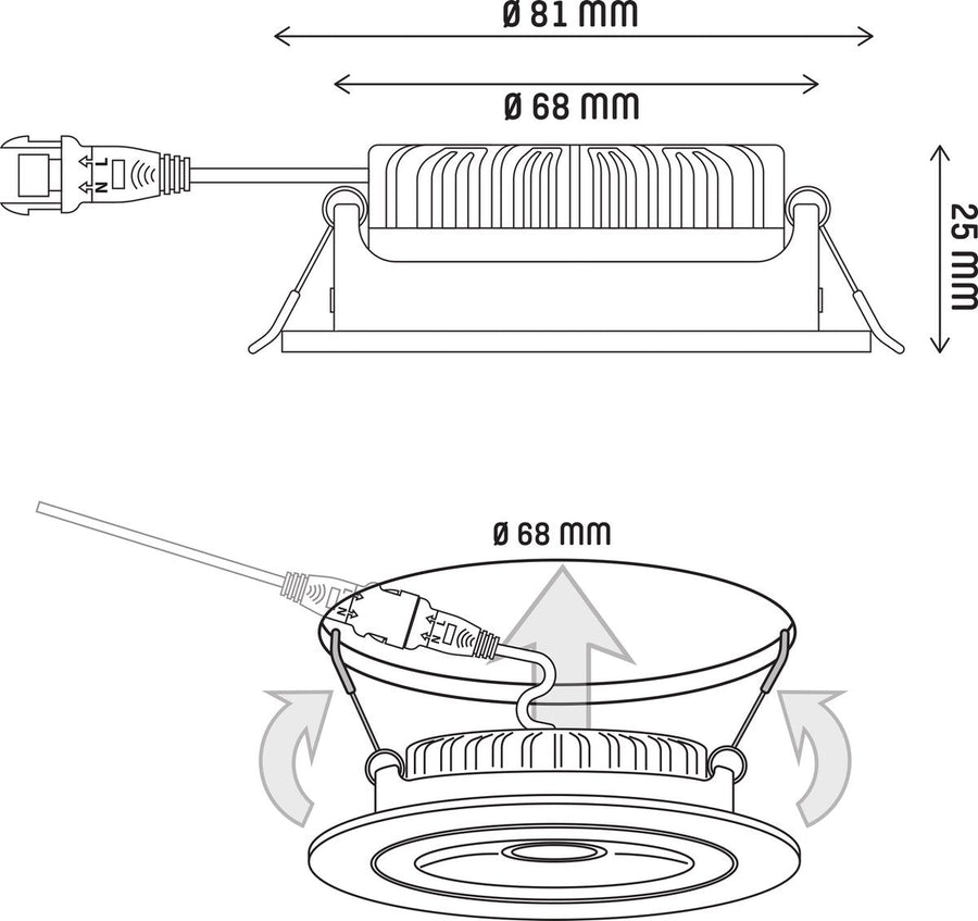 6 PACK - LED's Light Pro LED Inbouwspot Zwart - DimToWarm - Ø 68mm - Kantelbaar - Warm wit licht - CRI95- Dimbaar Inbouwspots led.gl